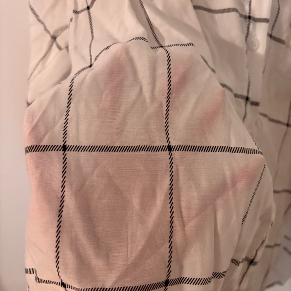 White and Black Checkered Blouse One Size (XS/S) GUC - Picture 4 of 5
